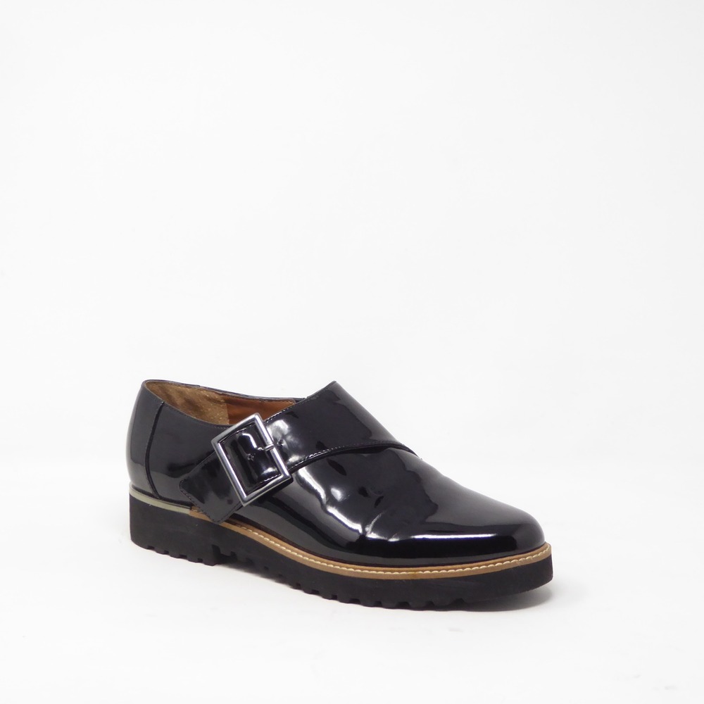 Franco Sarto Womens Monk Strap Shoes Black Patent Leather Cade 8.5